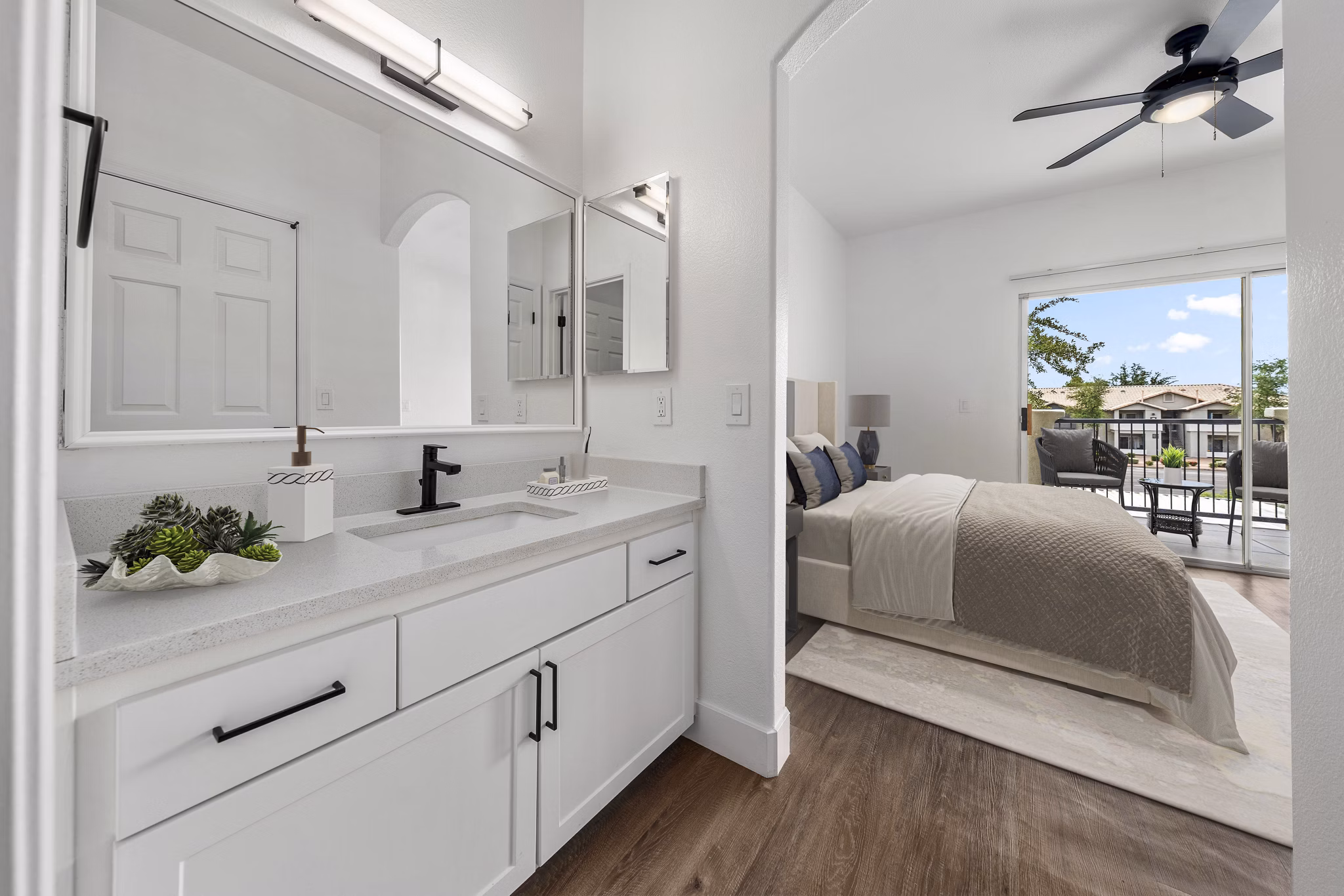 bathroom at Finisterra on Grove Apartments