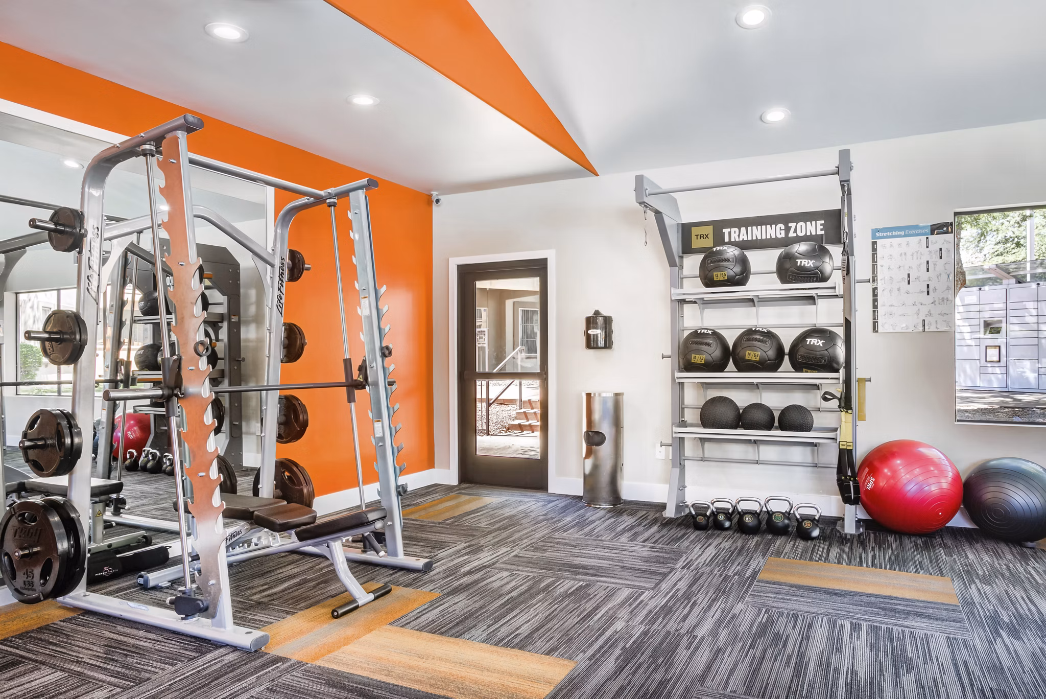 fitness center at Finisterra Apartments