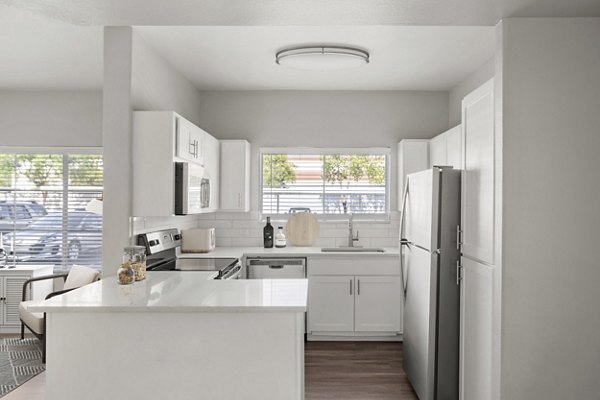 kitchen at Finisterra Apartments
