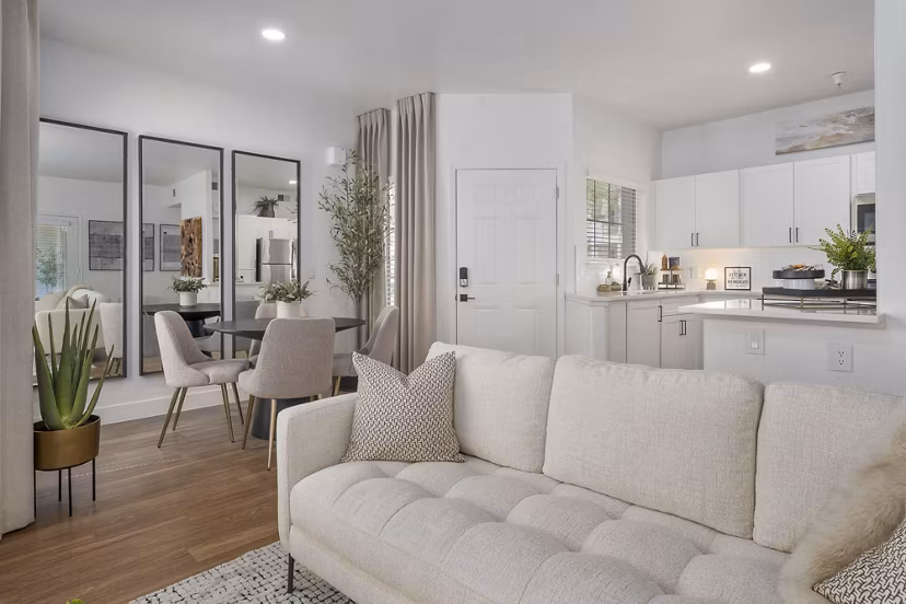 living room at Finisterra on Grove Apartments
