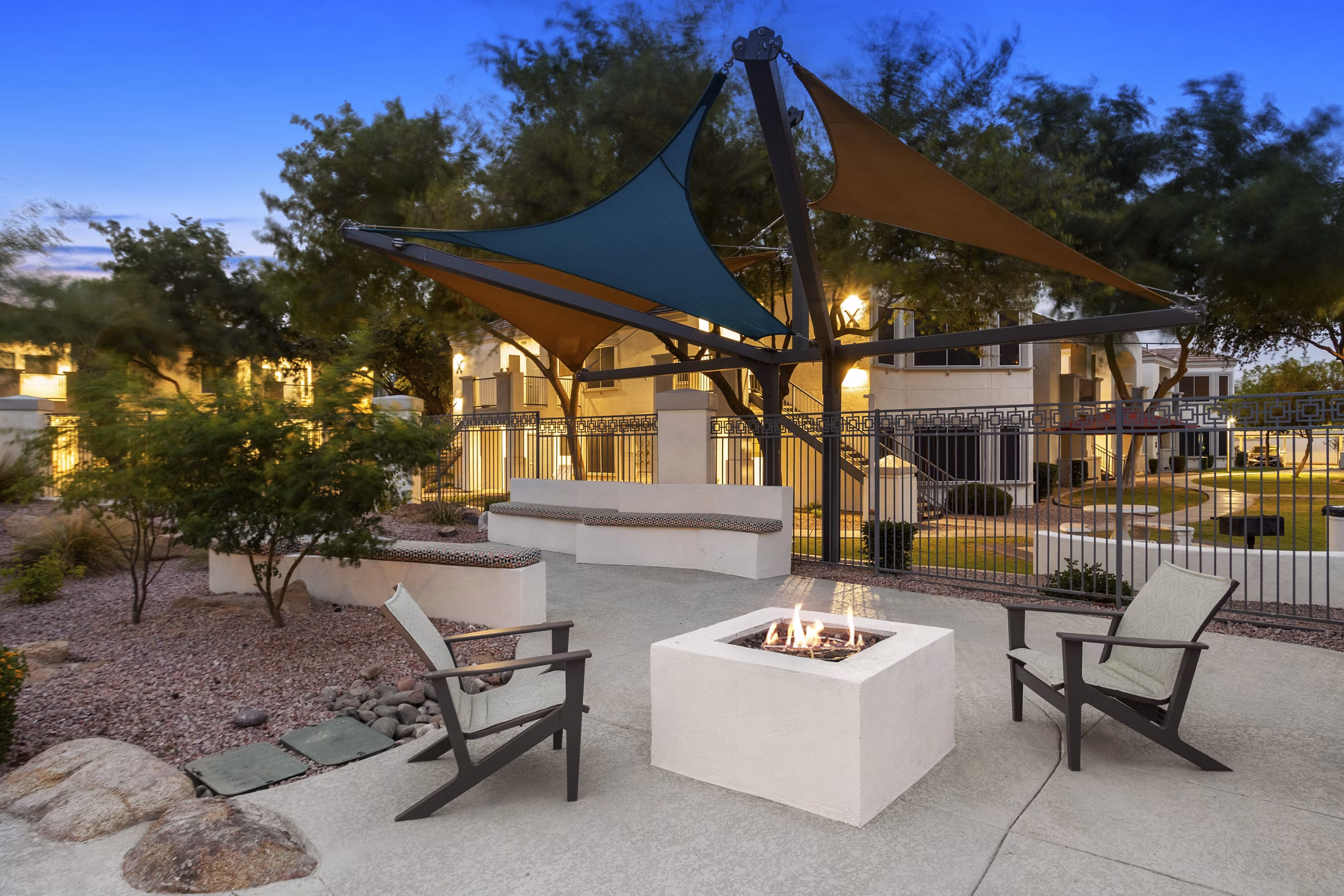 fire pit at Finisterra Apartments