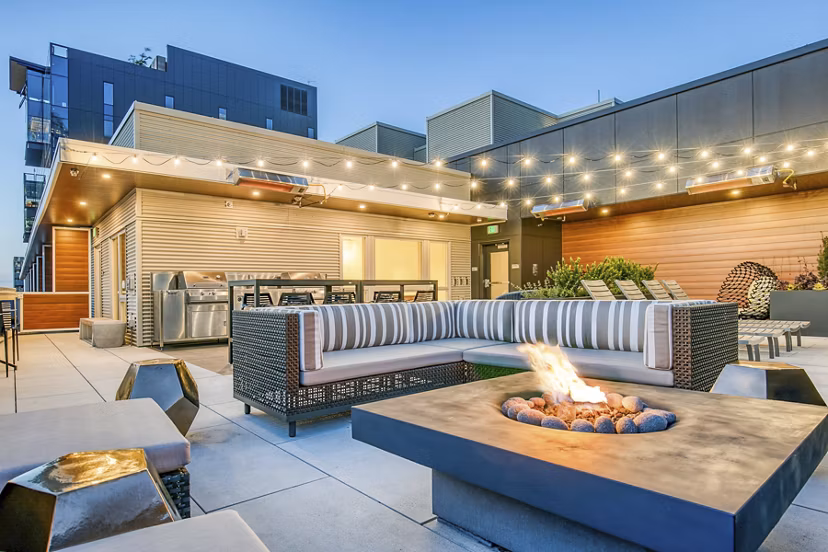 fire pit/patio at  Orion Apartments