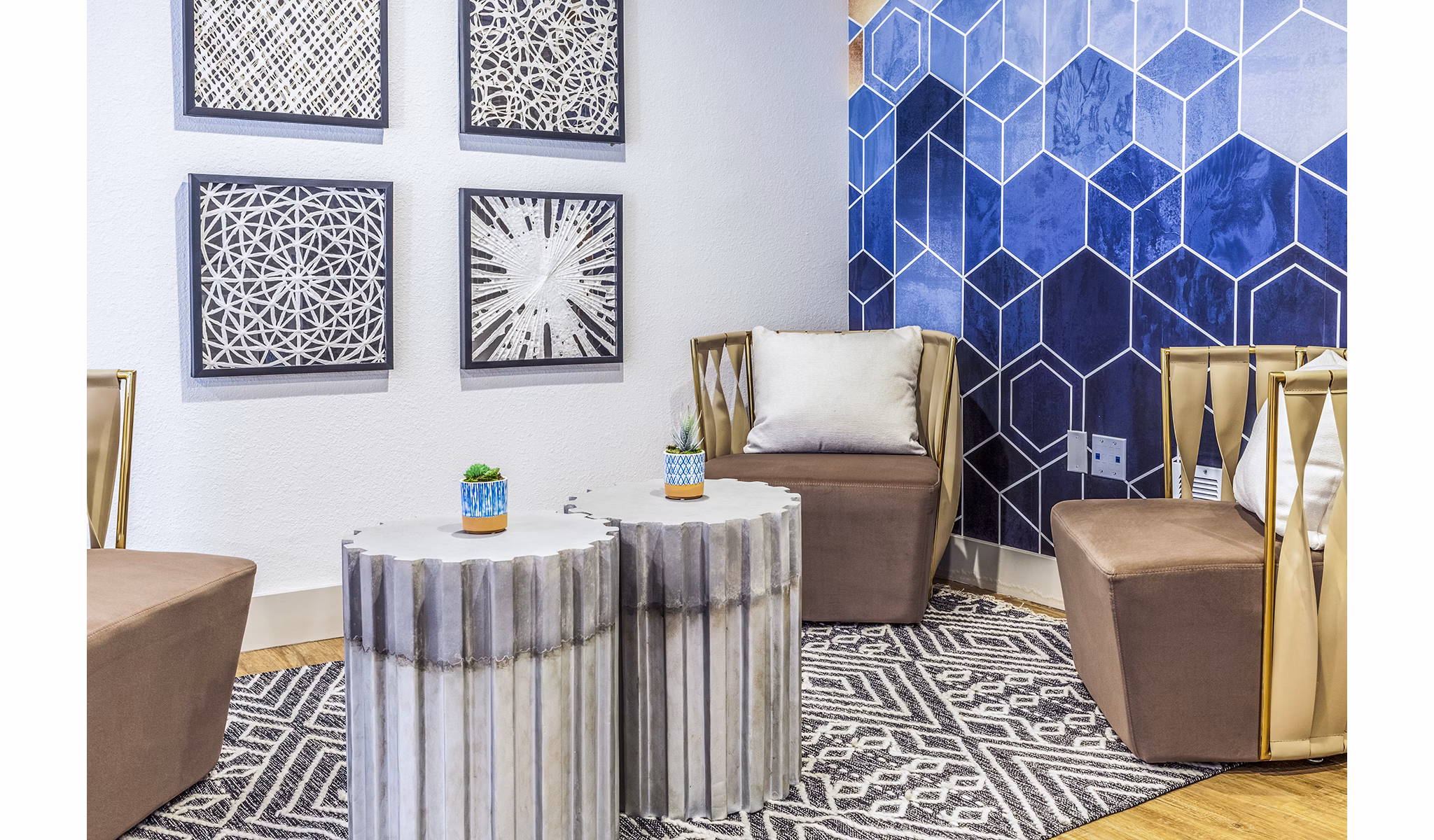 Spacious clubhouse lobby with elegant decor at The Village at Tierra Antigua Apartments, ideal for socializing and relaxing in a luxury setting