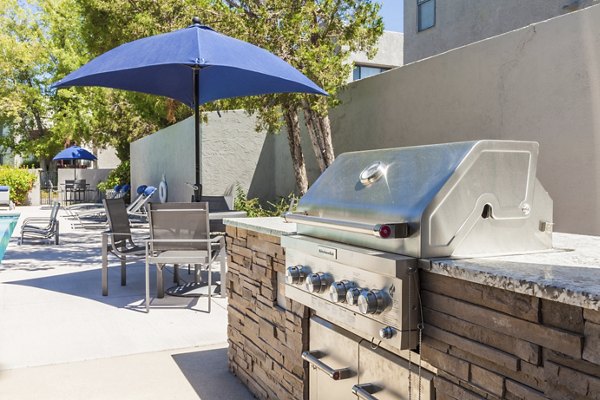 Outdoor BBQ grill area at The Village at Tierra Antigua Apartments offering community gathering space