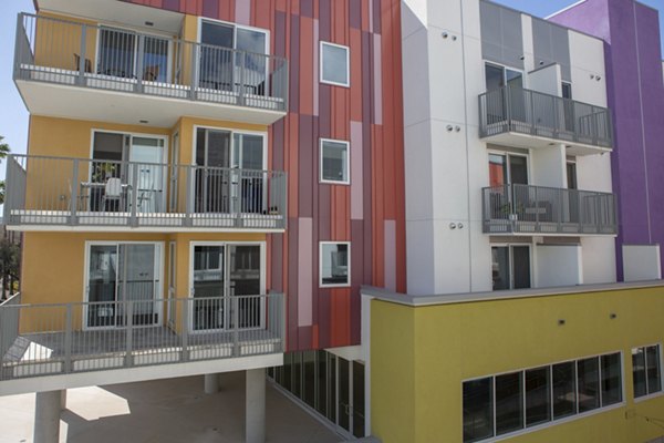 exterior at LA Plaza Village Apartments