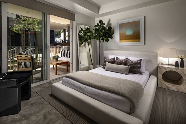 bedroom at LA Plaza Village Apartments