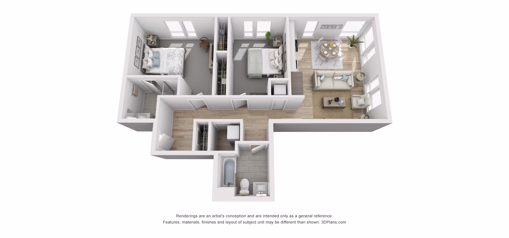 2 Bedroom B floor plan at Union House Apartments