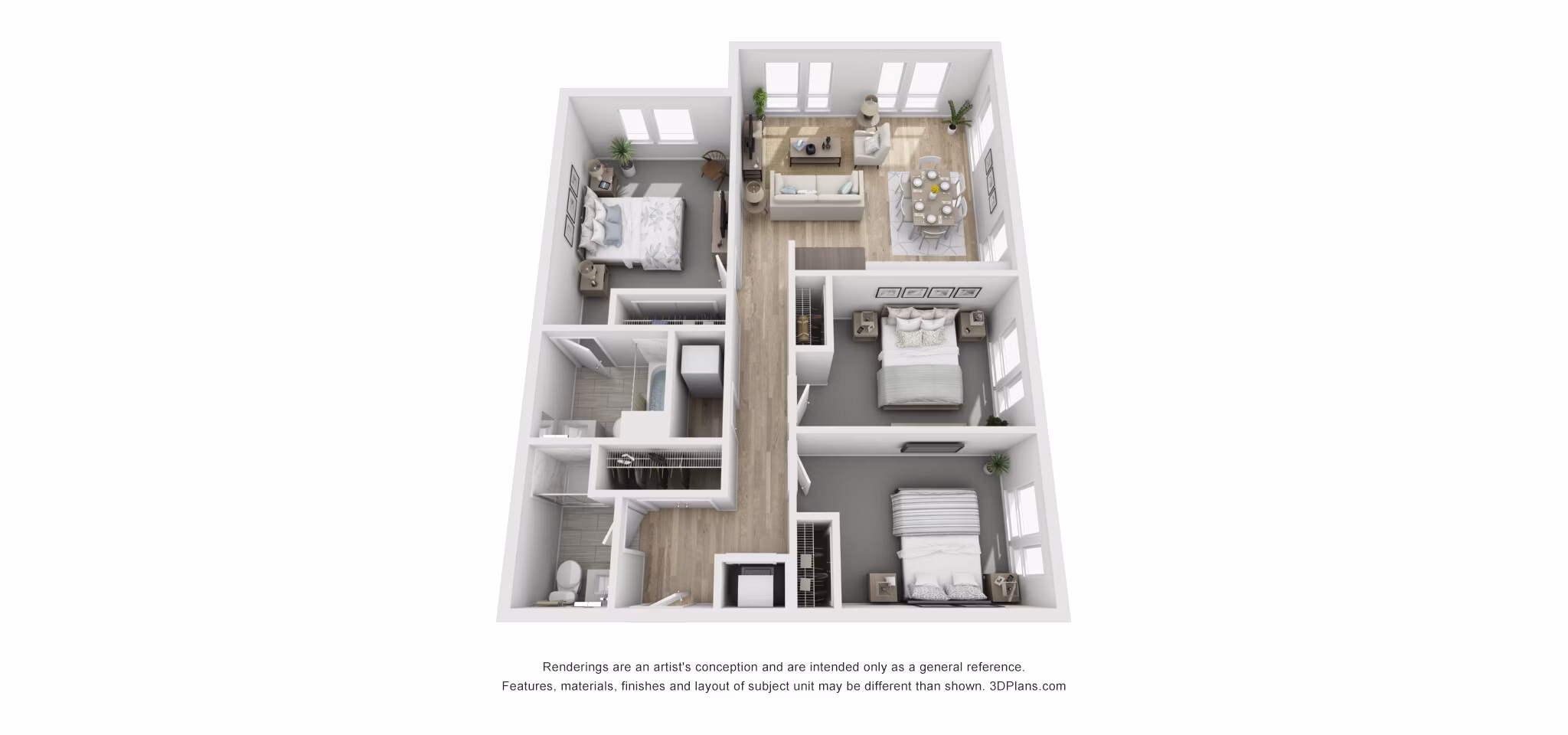 3 Bedroom floor plan at Union House Apartments