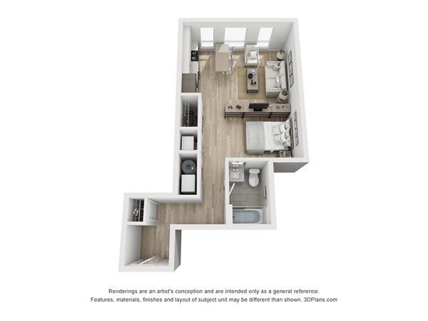 Studio B floor plan at Union House Apartments