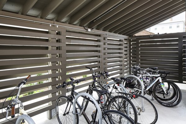 Secure bike storage area at Union House Apartments, a premium feature for residents seeking active and sustainable living solutions