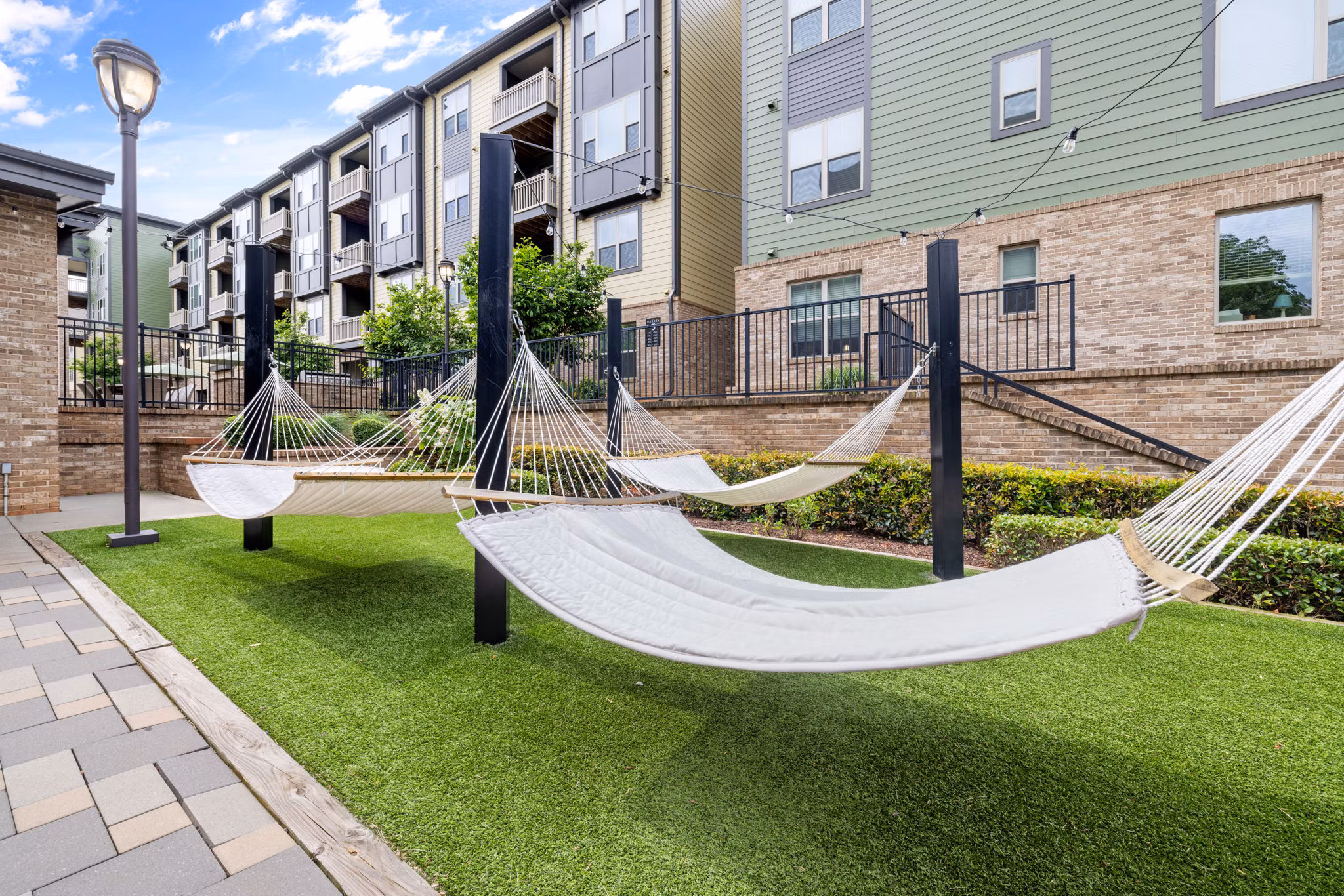 Hammock recreational area at The Dakota Apartments, a Greystar luxury community with relaxing outdoor space for residents