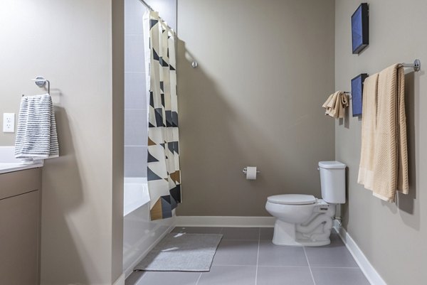 Modern bathroom with sleek fixtures in Elan Yorktown Apartments