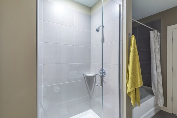 Spacious bathroom with modern fixtures at Elan Yorktown Apartments