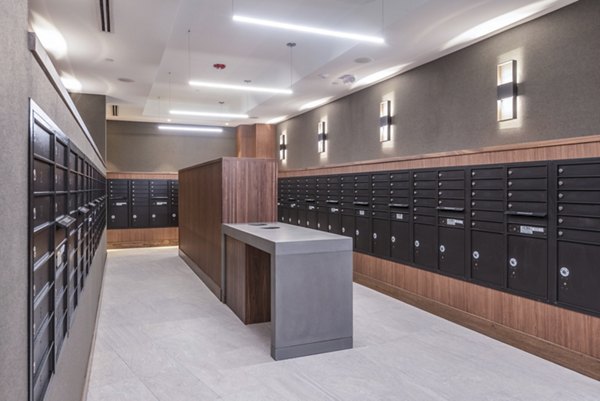 Elan Yorktown Apartments: Clubhouse mail room designed with modern amenities for convenience