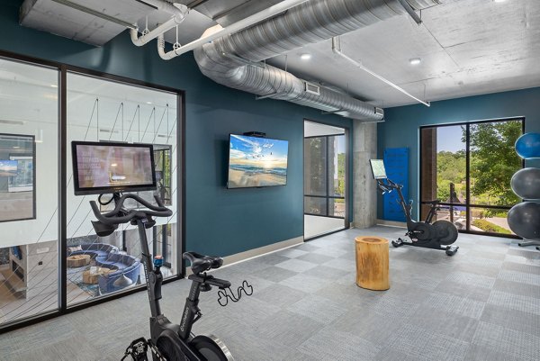 State-of-the-art fitness center with modern equipment at Republic Flats Apartments