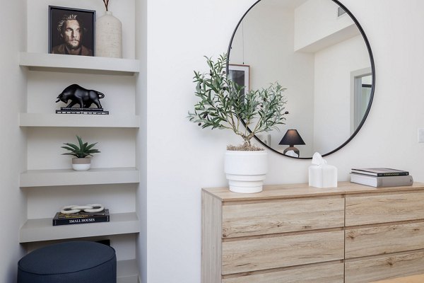 Spacious bedroom with modern furnishings at Northshore Apartments
