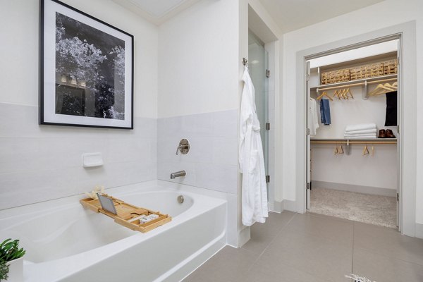 Compact bathroom featuring modern fixtures at Northshore Apartments