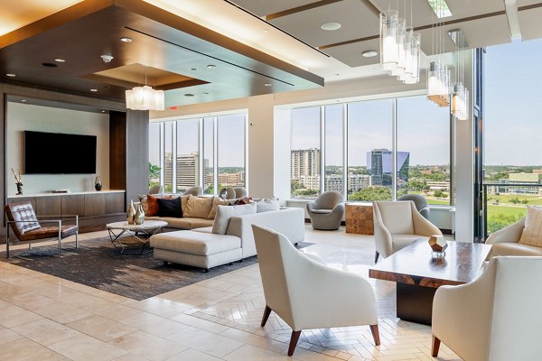 Modern clubhouse with elegant seating and ambient lighting in Northshore Apartments for luxury community events