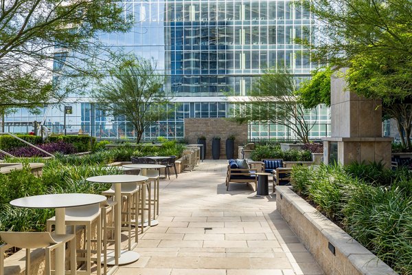 Stylish patio with seating areas at Northshore Apartments, perfect for relaxation and outdoor gatherings