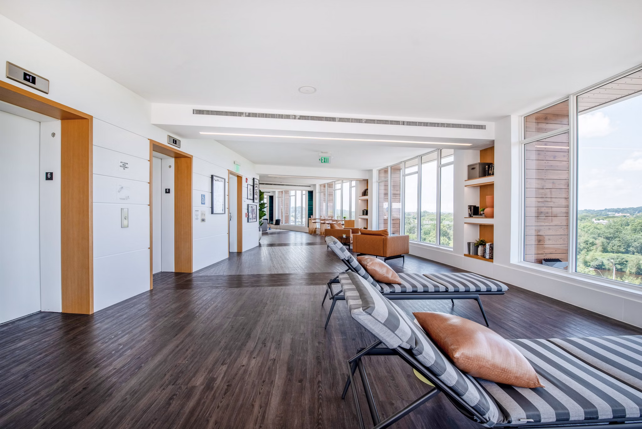 Clubhouse featuring modern seating and recreational areas at Radius Apartments