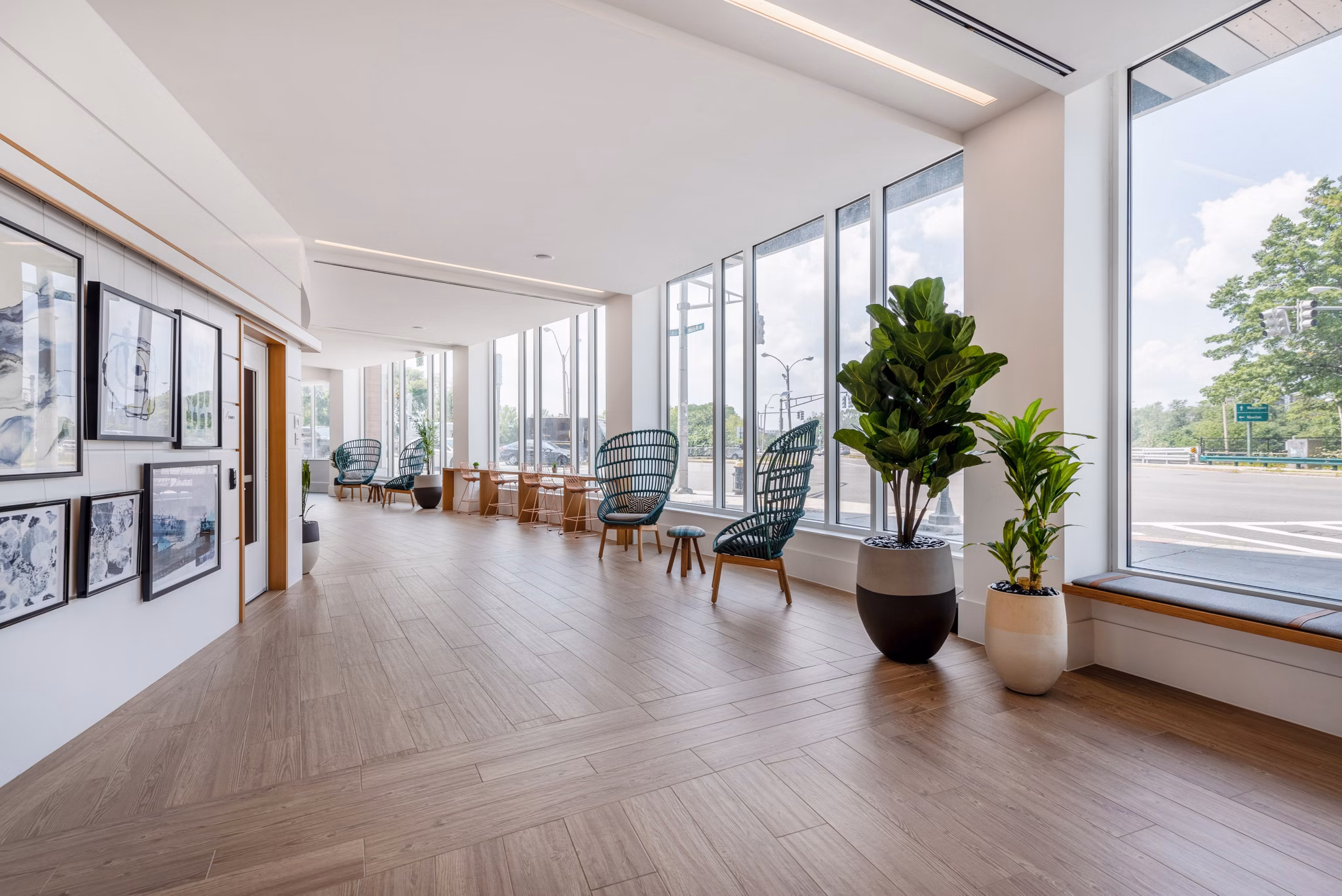 Spacious clubhouse featuring modern amenities at Radius Apartments, perfect for social gatherings and relaxation