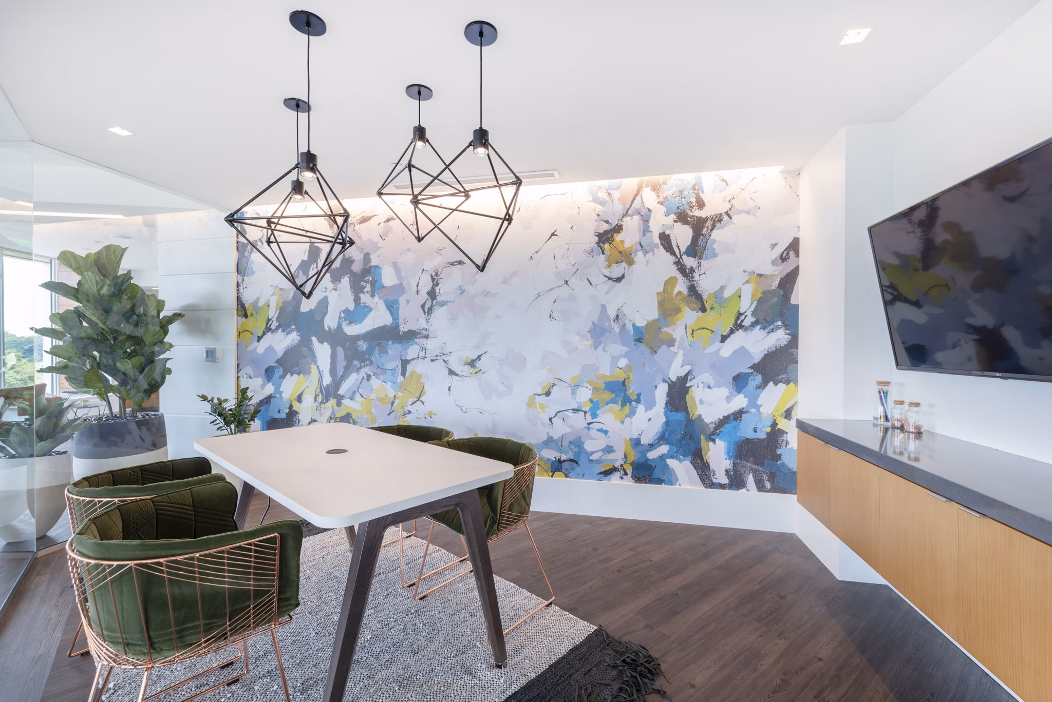 Clubhouse with modern design and comfortable seating at Radius Apartments