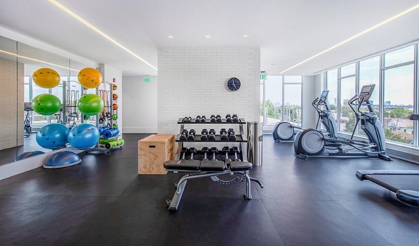 State-of-the-art fitness center with modern equipment at Radius Apartments