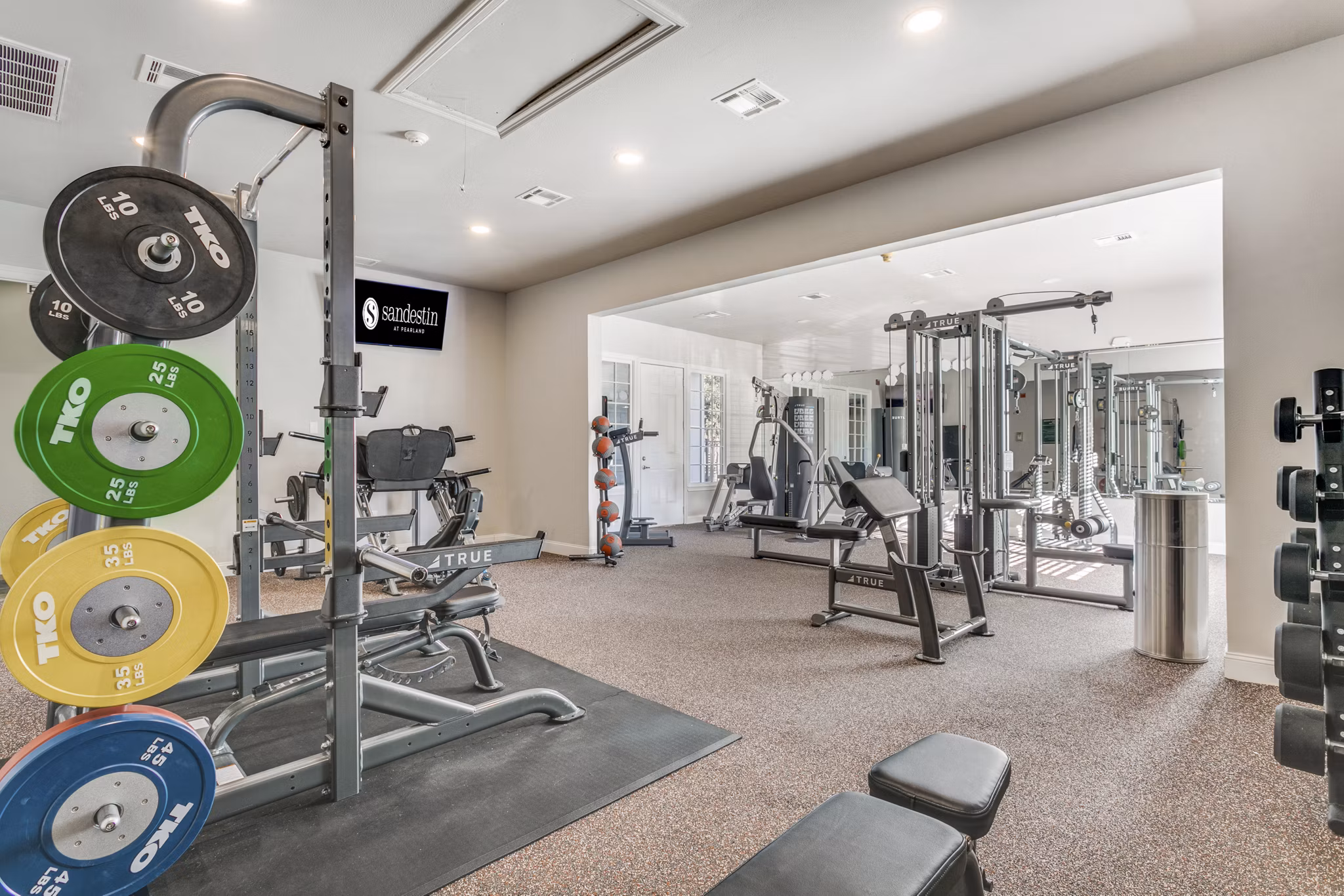 fitness center at Sandestin at Pearland Apartments