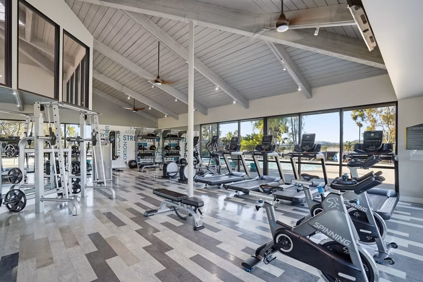 Modern fitness center with state-of-the-art equipment at Solana at Grand Apartments