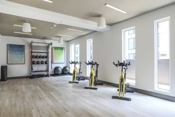 fitness center at MacArthur Commons Apartments