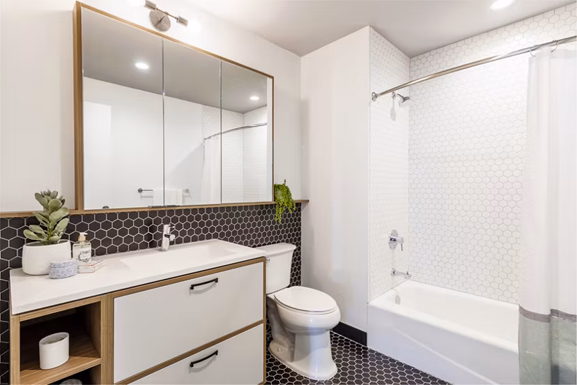 bathroom at The Girard Apartments