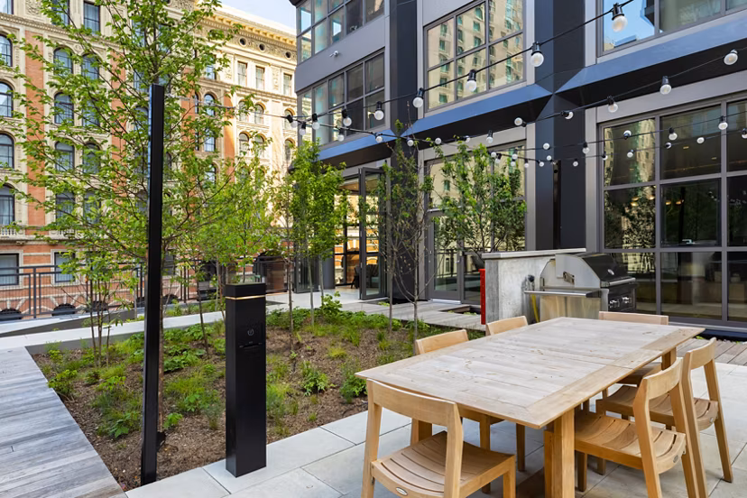 grill area at The Girard Apartments