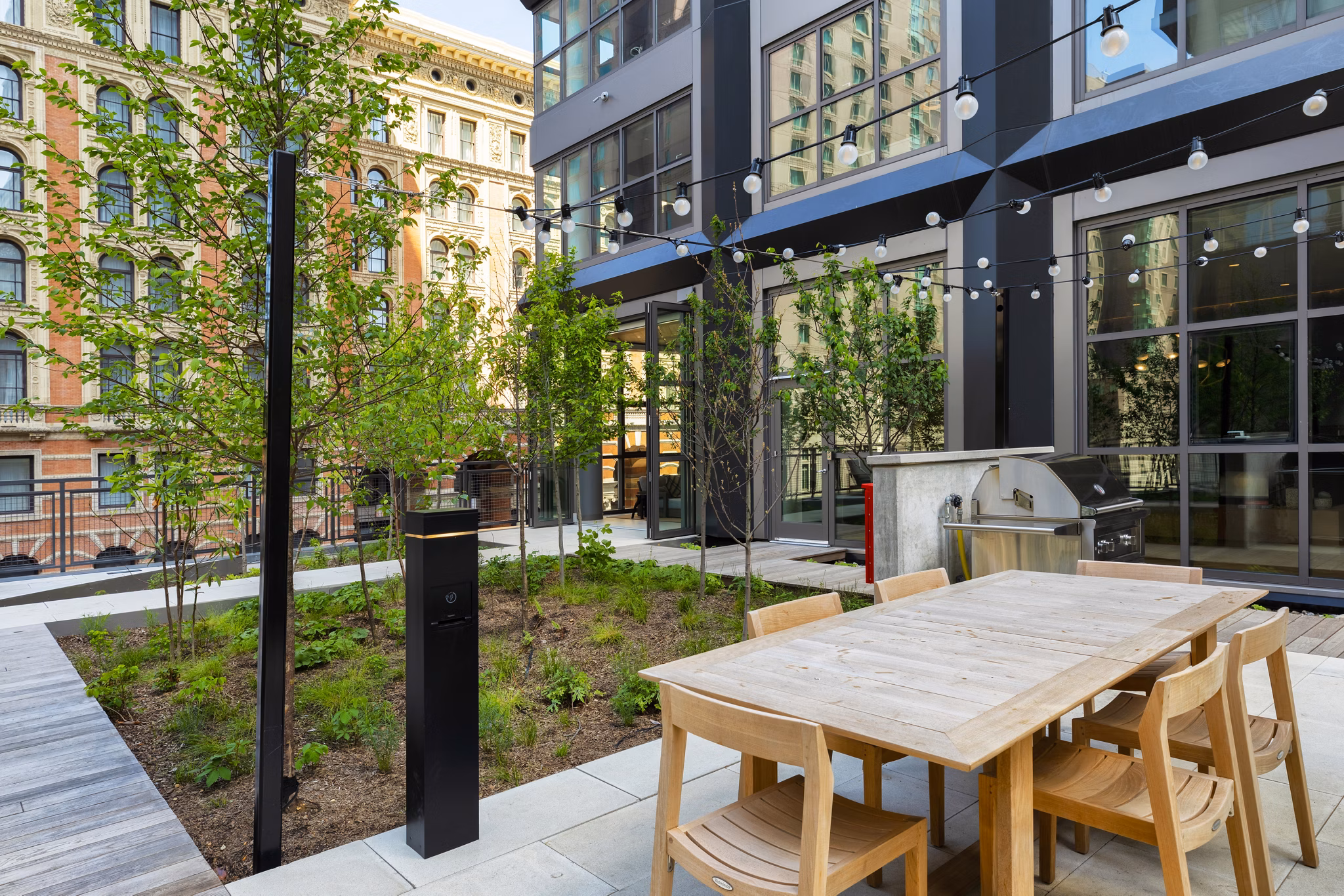 grill area at The Girard Apartments