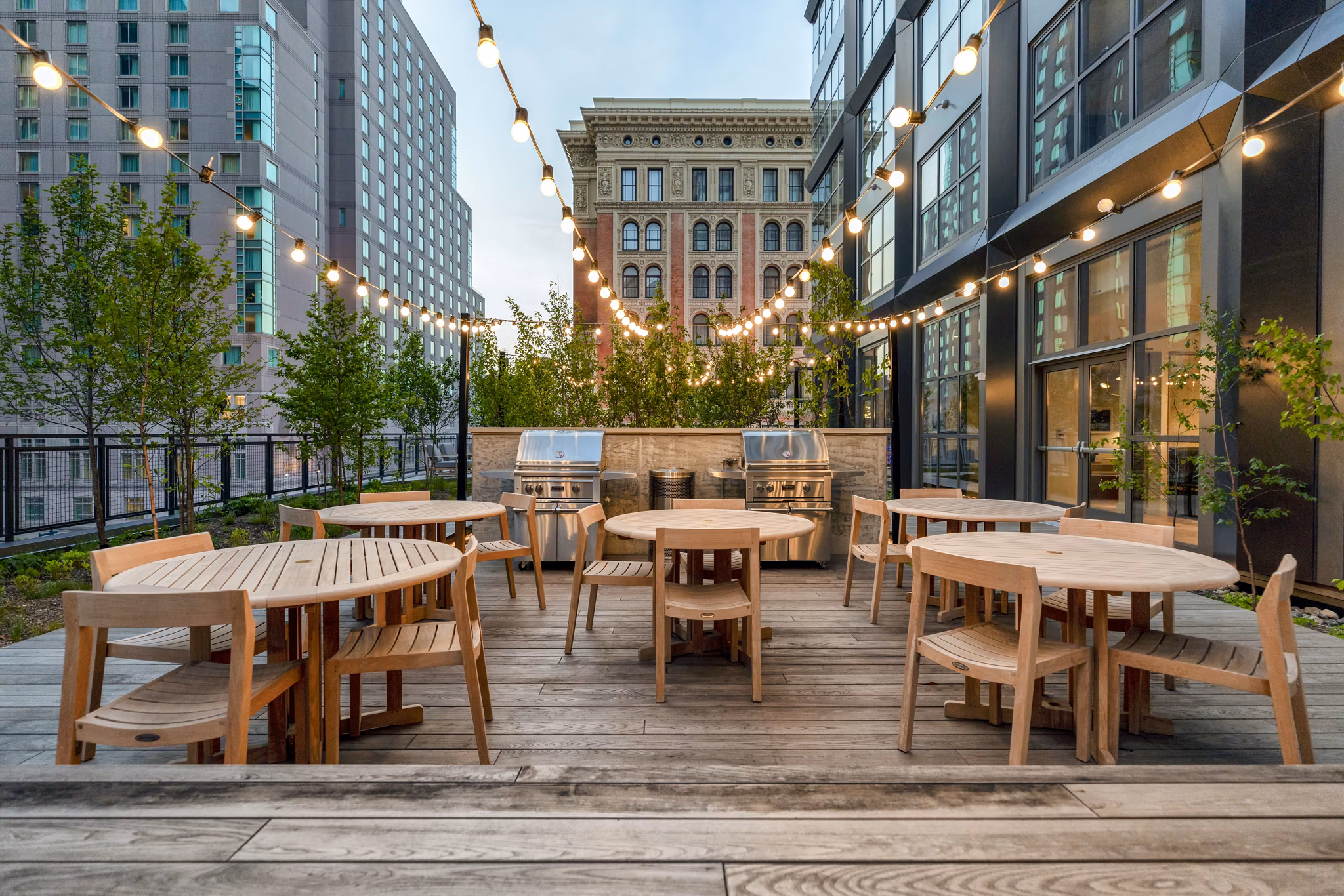grill area at The Girard Apartments