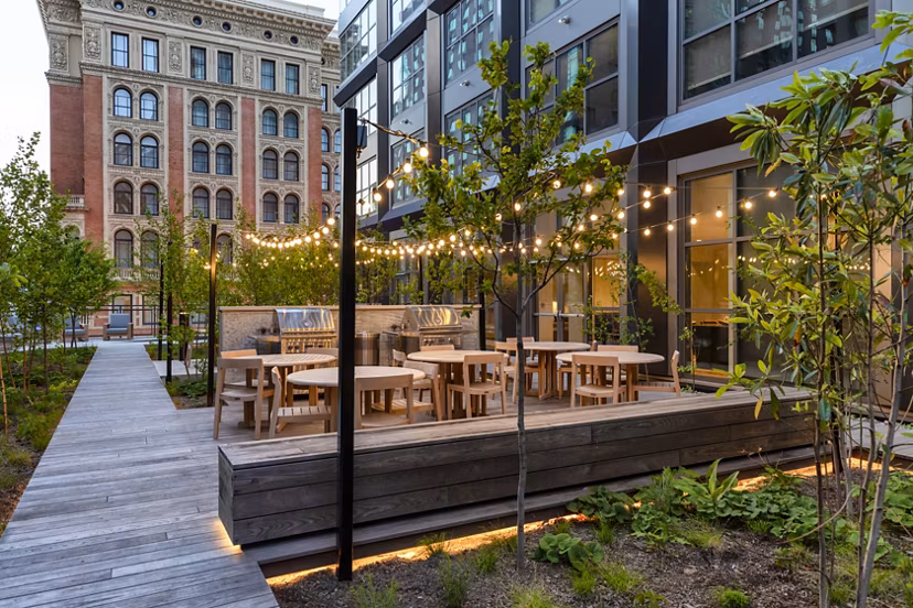 grill area at The Girard Apartments