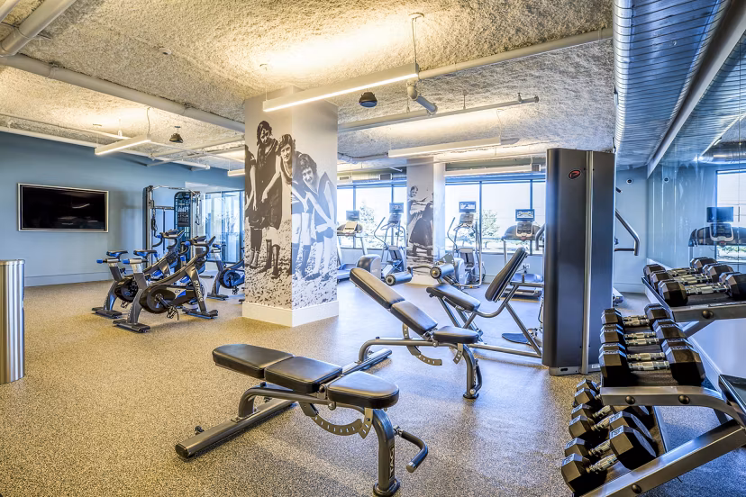 Fitness center featuring modern equipment at Ocean 650 Apartments
