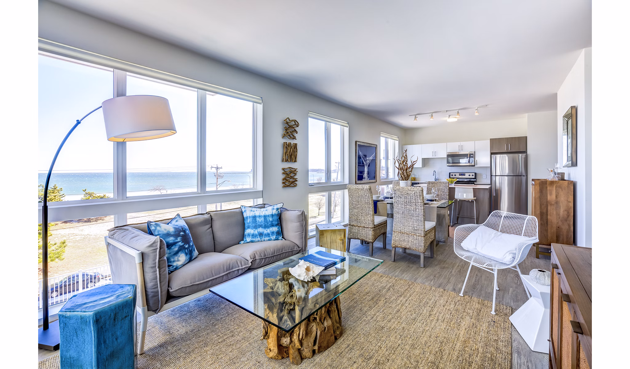 Cozy living room with modern furnishings in Ocean 650 Apartments