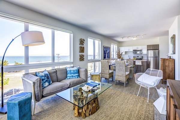 Cozy living room with modern furnishings in Ocean 650 Apartments
