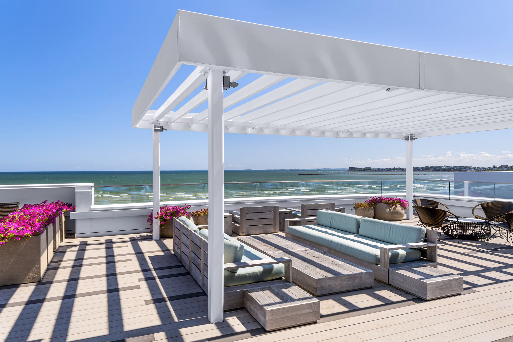 Cozy patio with ocean views at Ocean 650 Apartments