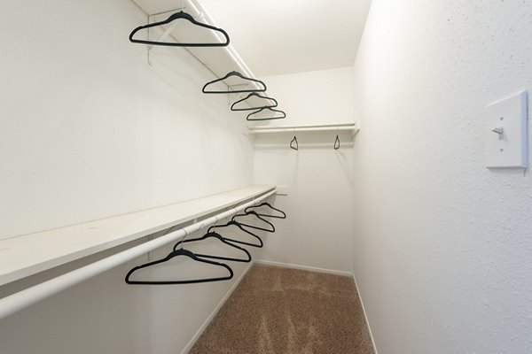 Organized closet space with ample storage options at Raintree Apartments