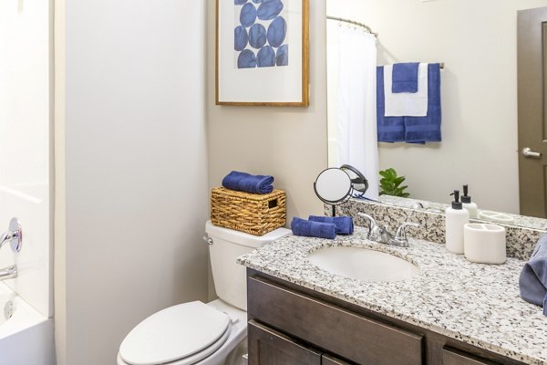 Modern bathroom with sleek fixtures at College View Apartments: luxury living