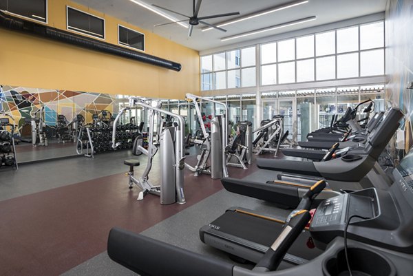 Modern fitness center with state-of-the-art equipment at The Local Downtown Apartments