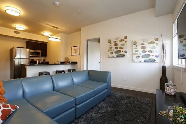 Spacious living room with modern decor in Lokal Apartments, showcasing luxury interiors and comfort
