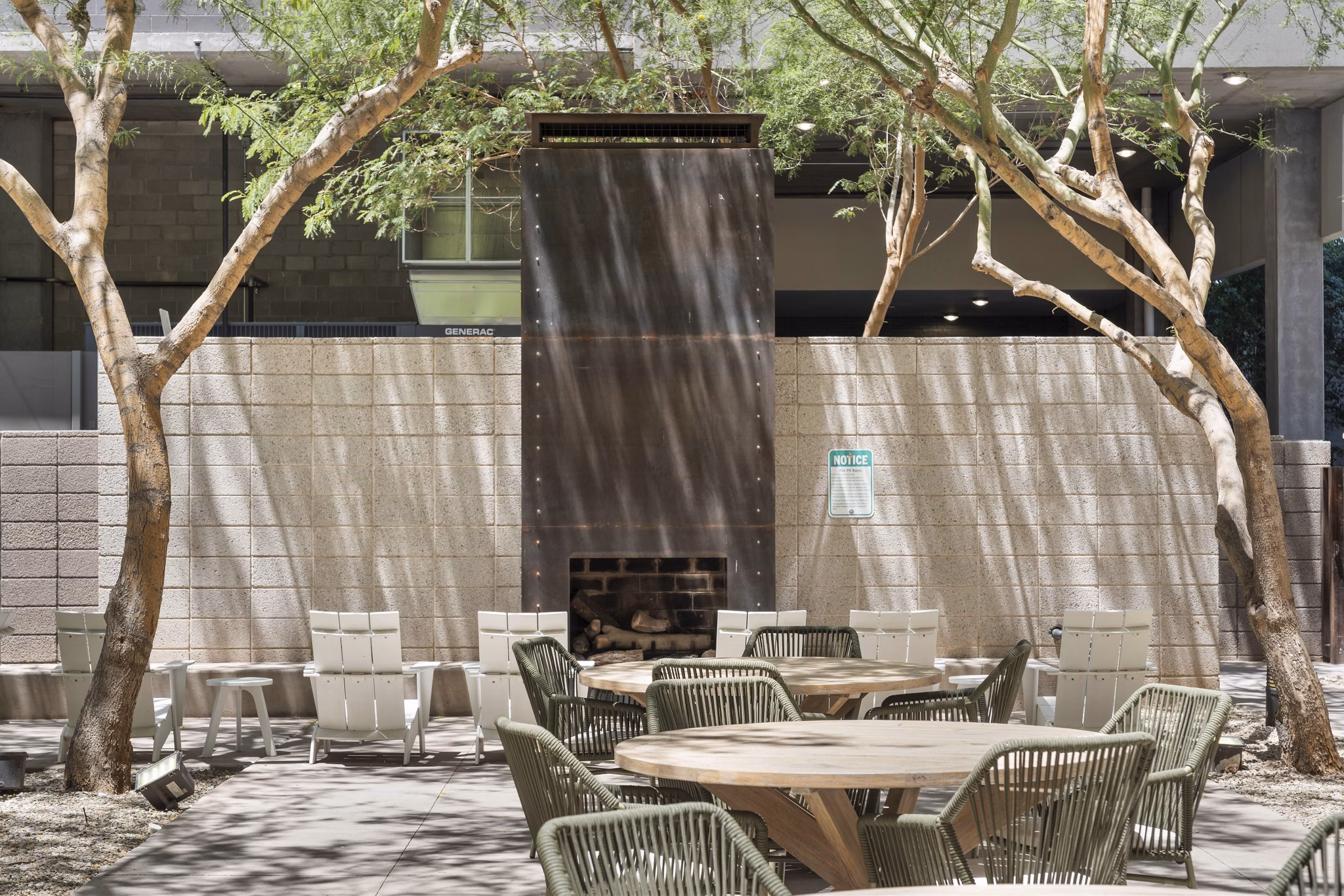 fire pit at Roosevelt Point Apartments