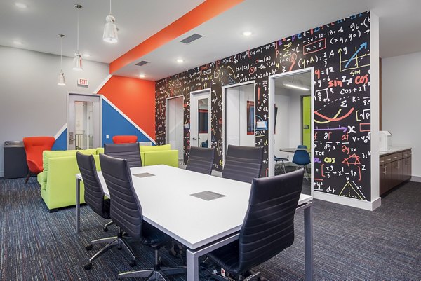 Modern meeting facility with sleek design at SkyVue Apartments