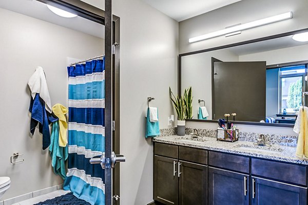 Modern bathroom with sleek fixtures at Southside Commons Apartments