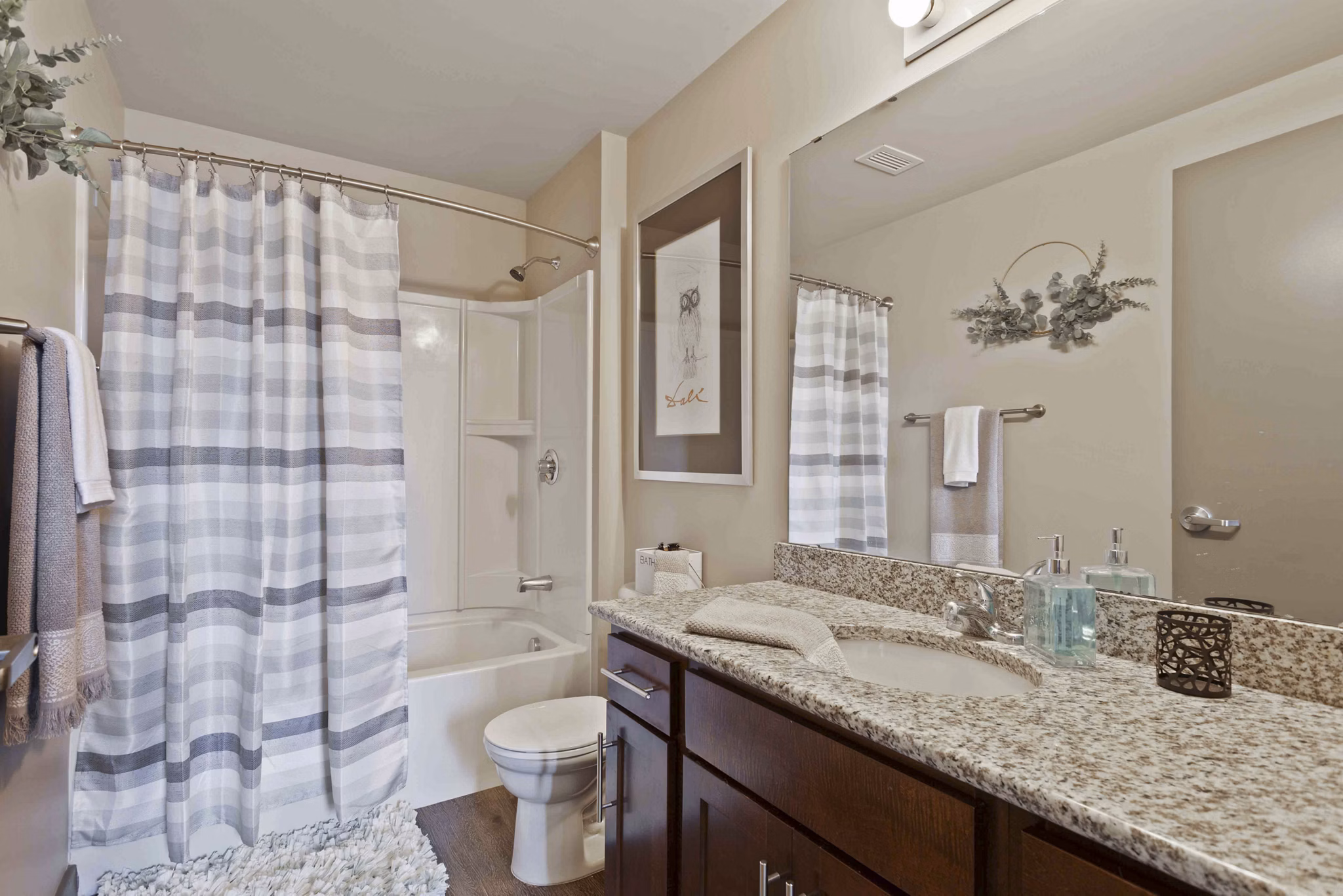 Modern bathroom with sleek fixtures in The Varsity Apartments