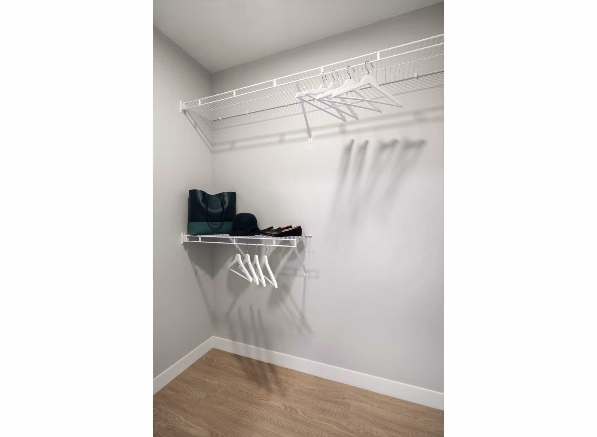 Walk-in closet with ample storage space at Pierside South Apartments