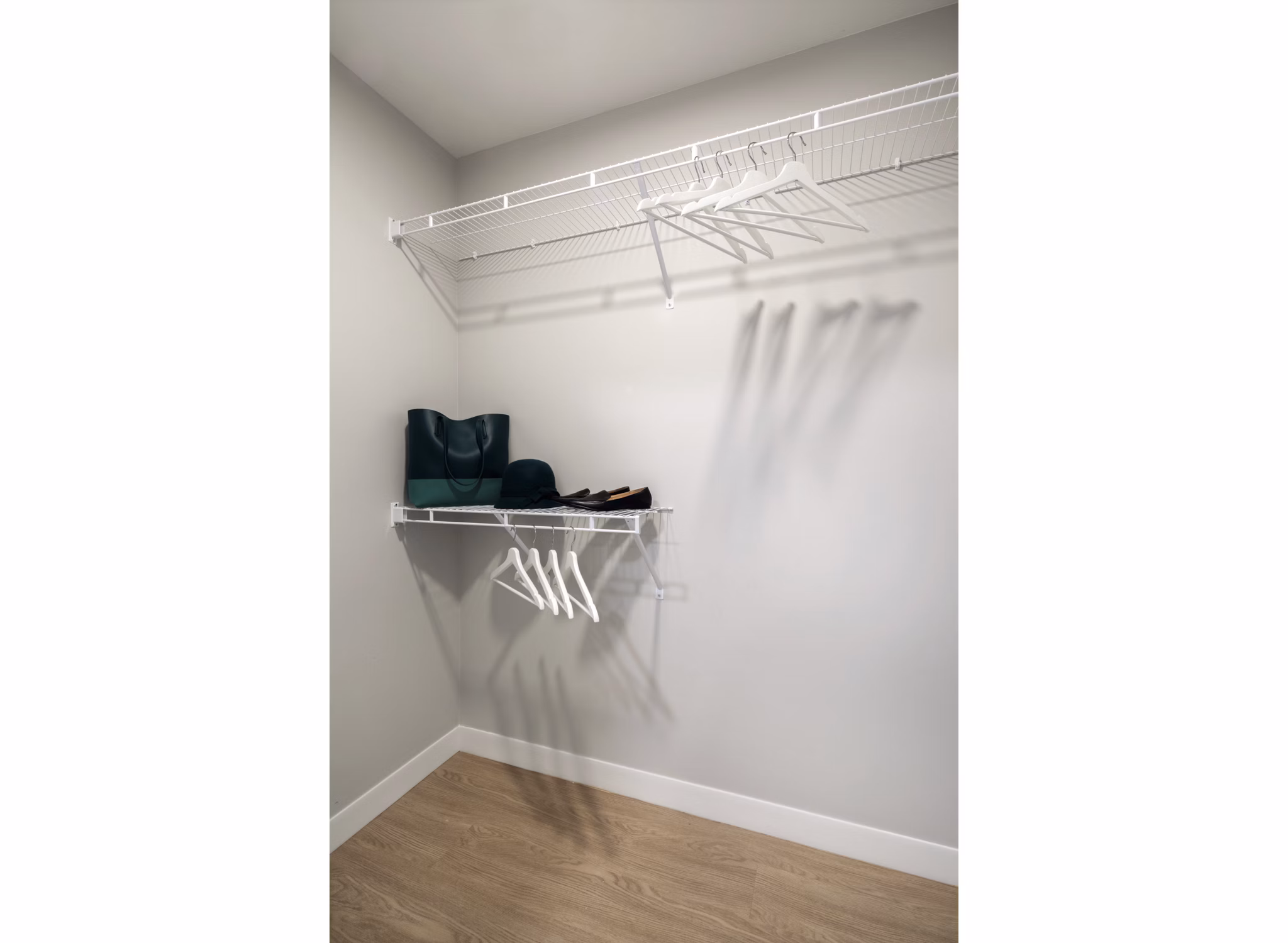 Walk-in closet with ample storage space at Pierside South Apartments