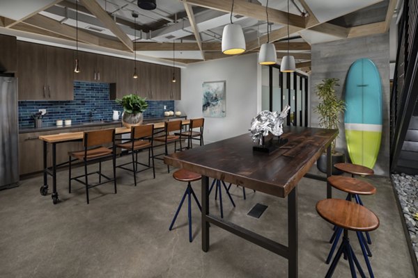 Clubhouse featuring modern decor and cozy seating at Pierside South Apartments